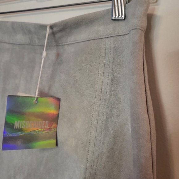 Missguided thigh split faux suede mini grey skirt size 8 - Picture 7 of 11